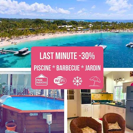 Le Sable Bleu - Evasion Tropicale A Sainte-Anne - Plage 5Min - Piscine - Parking - Logement Climatise - Vue Sur Les Palmiers - Parfait Pour Sejours En Famille Ou Entre Amis Dış mekan fotoğraf